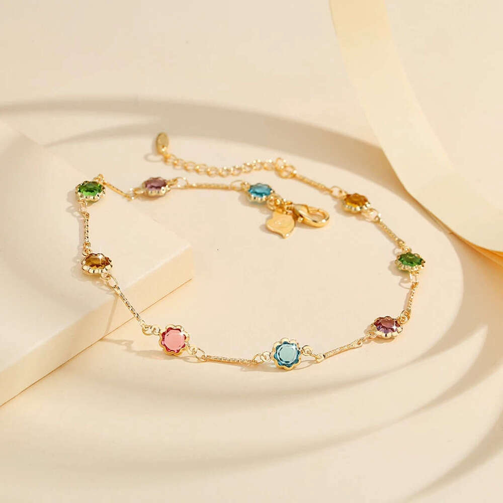 Cross-Border European and American Hot-Selling with Colorful Diamonds Dopamine Ins Style Lace Anklet Chain Creative Fashion Jewelry for Women