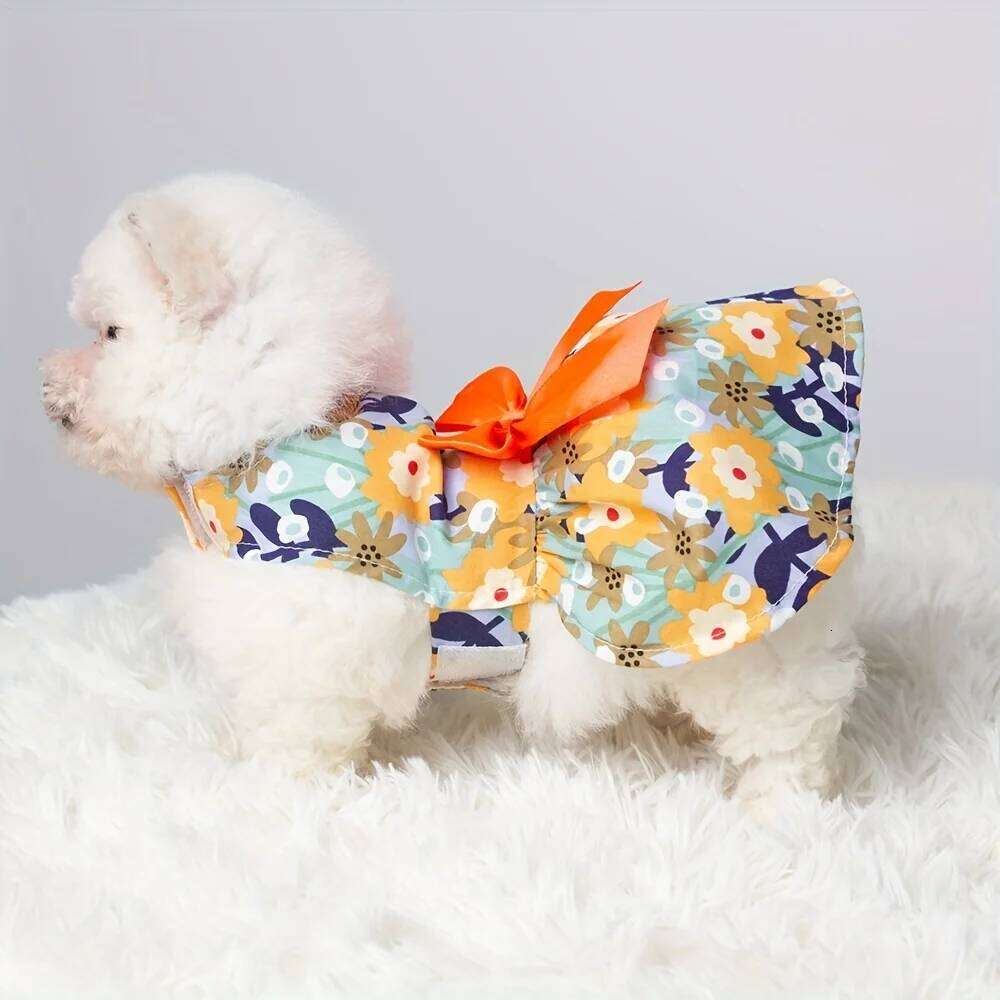Summer Thin Clothes Flower Print Princess Dress Fashion Pet Dresses For Small Medium Large Dog H260130