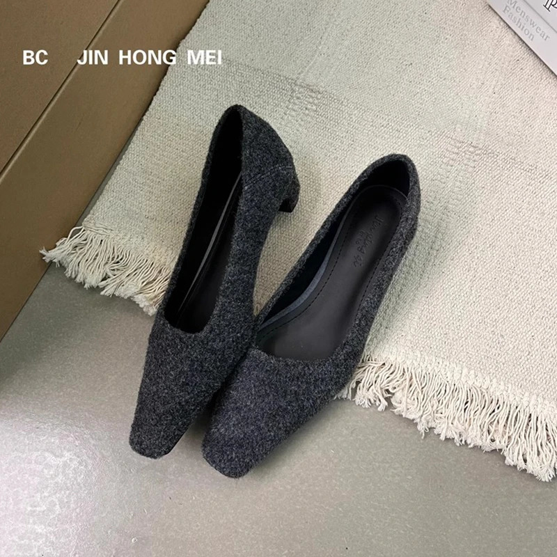 SUOJIALUN Spring Women Pumps Shoes Fashhion Shallow Slip On Ladies Elegant Boat Shoes Square Low Heel Single Shoes 260126