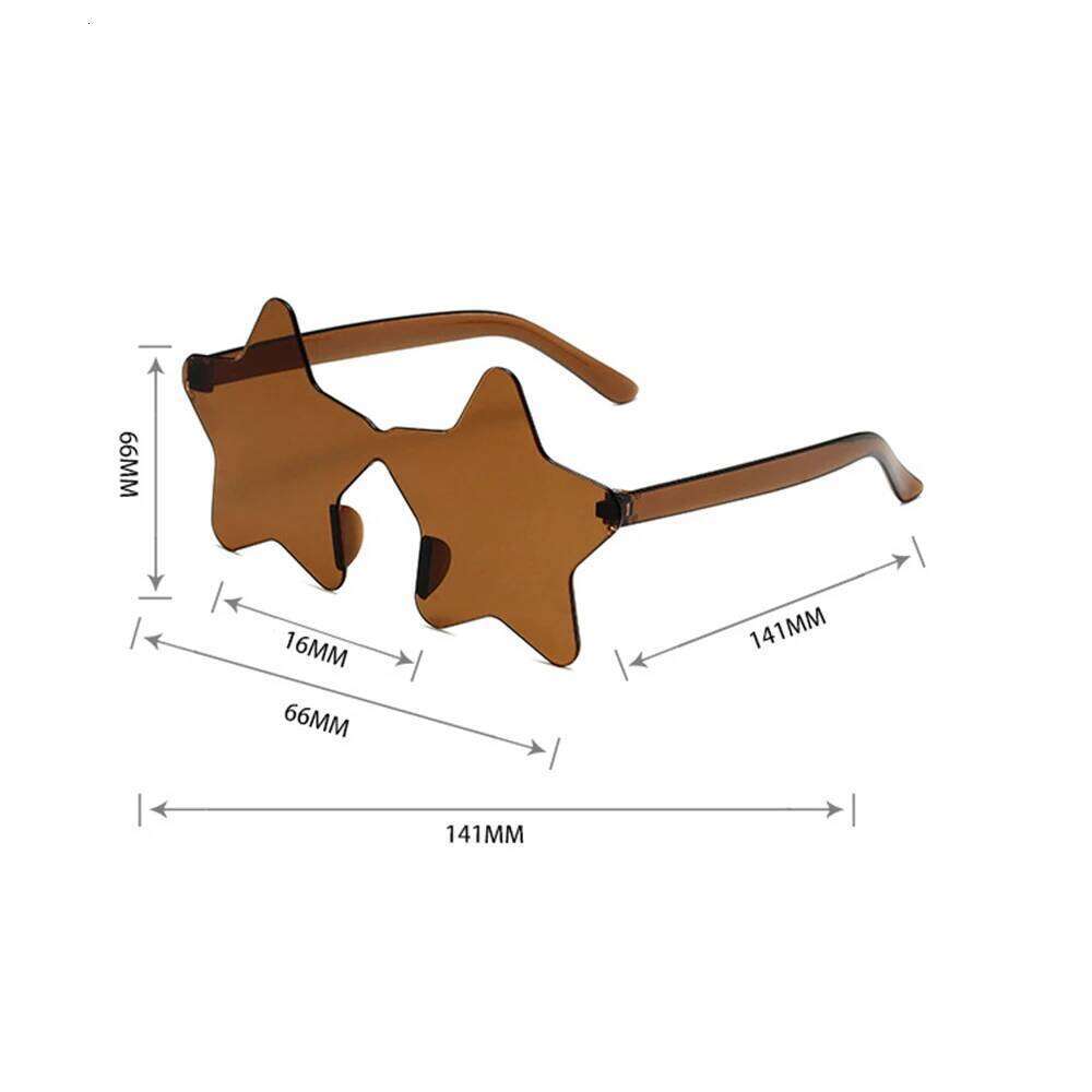 1Pc Frameless Star Shaped Solid Color Cosplay Eyewear Cool Disco Glasses For Women Men Fashion Pentagram Sunglasses H260130