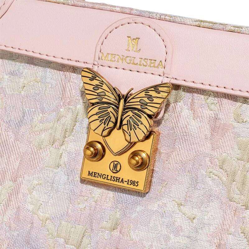 Ladies designer high-end pink embossed handbag 2024 new Chinese style box single shoulder crossbody bag