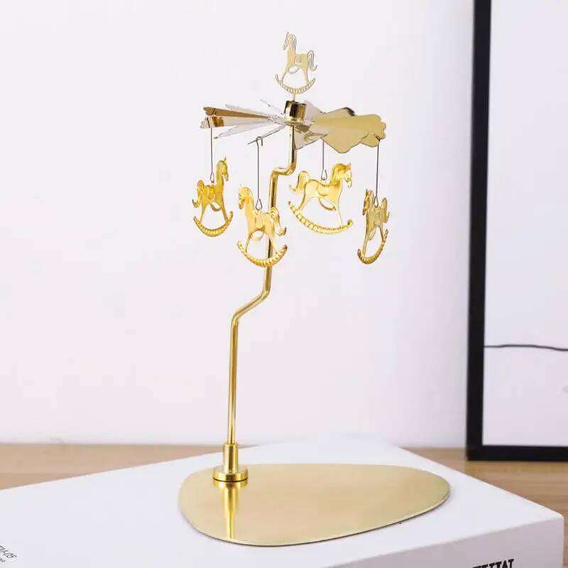 Thermal Rotation Gold Carousel Candlestick Romantic Spinning Aromatherapy Candle Holder For Wedding Home Decor Y260131