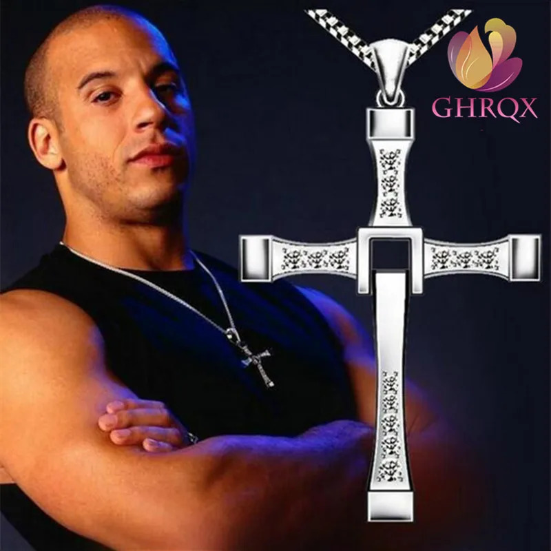 Sell The Movie Fast and Furious Pendant Necklace Dominic Toretto Cross Mens Pendants For Men Jewelry Crystal 260128