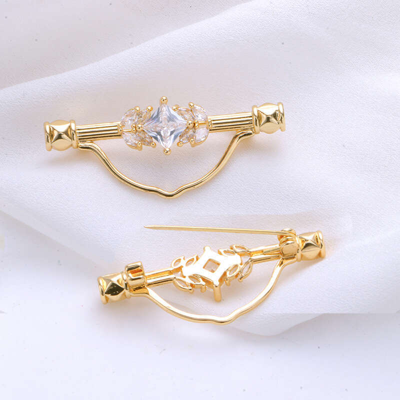 DIY Vintage Palace Carved One-word High-end Versatile Pearl Exquisite Brooch Can Be Hung Pendant