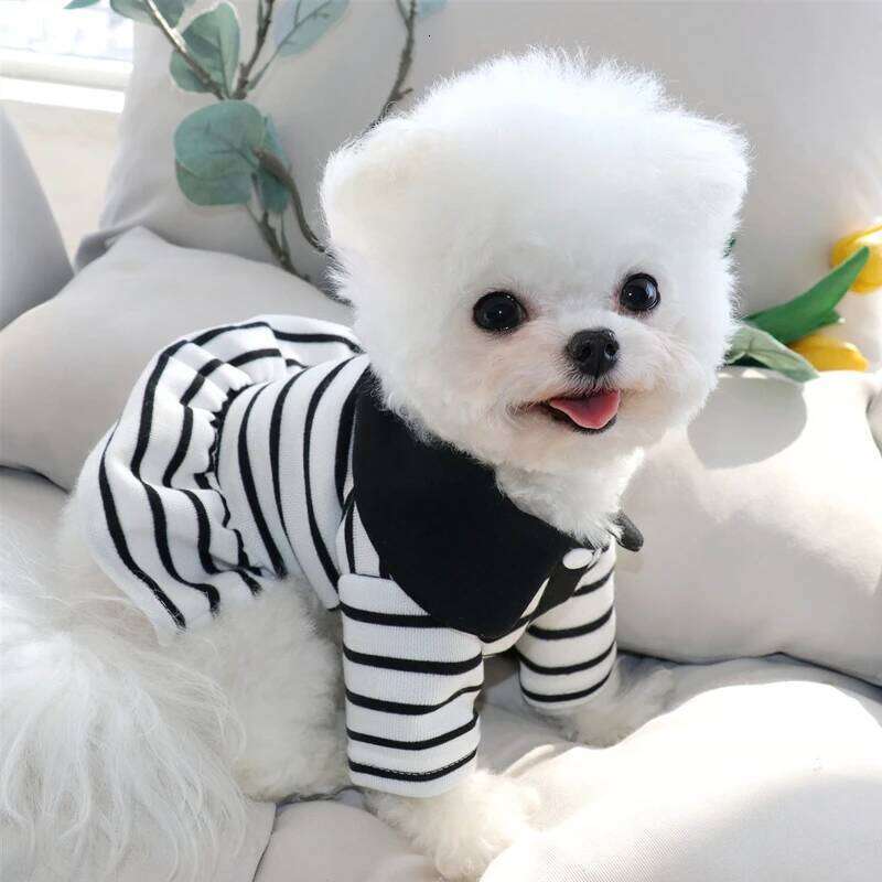 Pet Striped Couple Summer than Bears Leashable Vest Puppy Dress Teddy Soft Pullover Fashionable Dog Clothes H260129