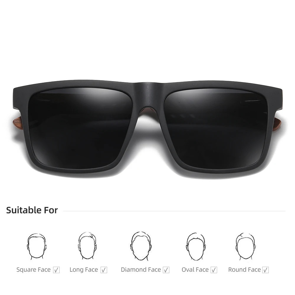 GM Arrivals Black Wooden Polarized Sunglasses for Men Bamboo Sunglasses Red UV400 Lenses Fashion Driving Shades S5565 260120
