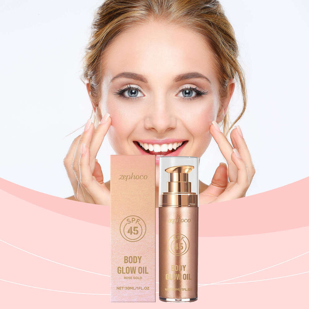 zephoco Rose Gold Coconut Glitter Summer Protective Moisturizing Glossy Non-Sticky Body Oil S260131