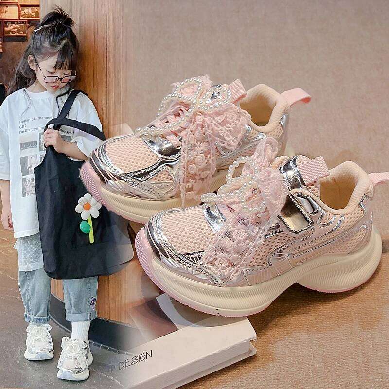 Sports Spring Autumn Pink Breathable Girls Casual 3-18 Years Old Beige Soft Non-slip Children's Single Shoes Y260128
