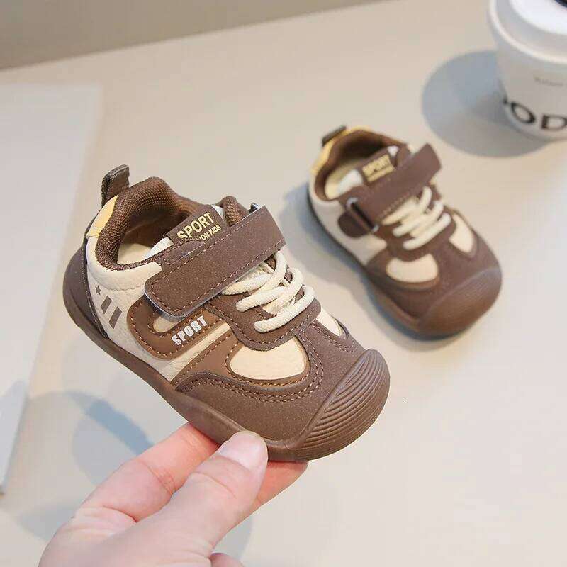 0-6 Years Children Casual Toddler Sneakers Soft PU Leather Kids Unisex Boys Girls Sport Running Shoes Pink, Brown Y260128