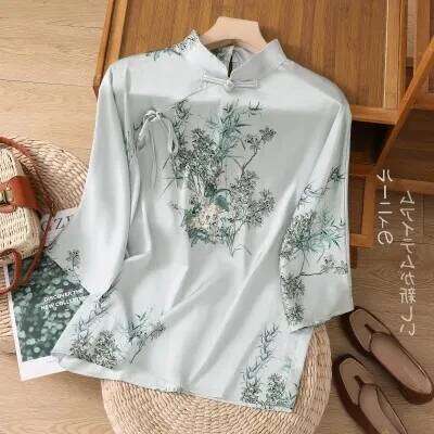 Summer Female Clothes Chinese Style Half Sleeve Women's Blouses Fashion Embroideried Cheongsam Shirt Lady Floral Top Loose