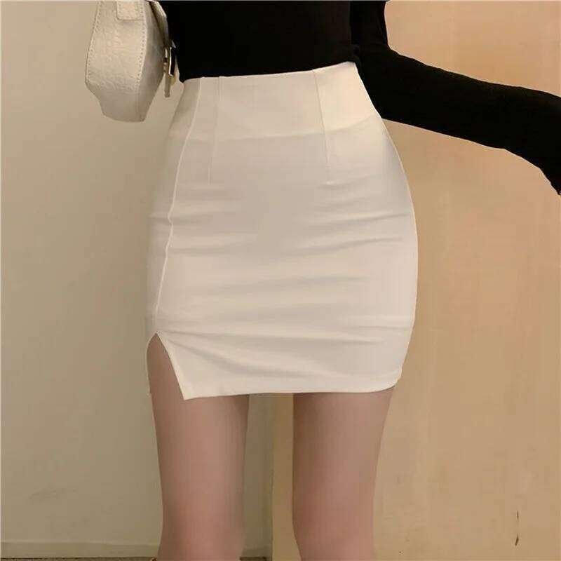 Hot Girls In Sexy Mini Women Skirts Short with Side Slit Hip Wrap Chic and Elegant Woman Skirt Korean Style Fashion High Waist XJ260131