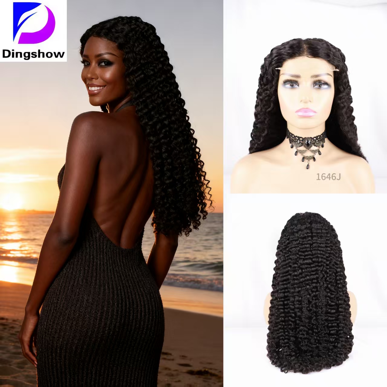 100% real hair wig Elegant Real Human Hair Wig for Women Durable Stylish Full Length Ladies' black wig
