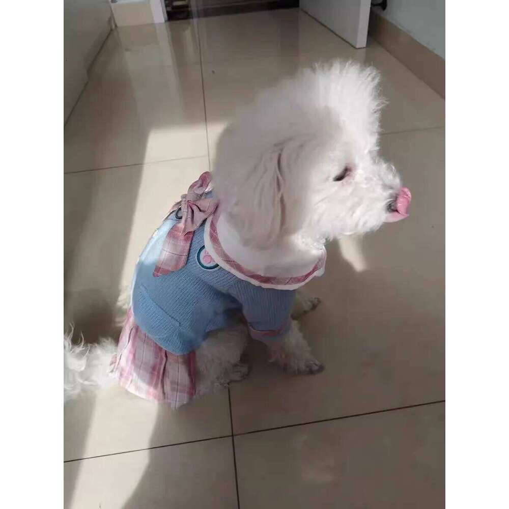 2025 Pet Autumn Winter Wool Jk Plaid Dress Small and Medium-sized Teddy Bear Corgi Dog Cat Clothing Supplies H260129