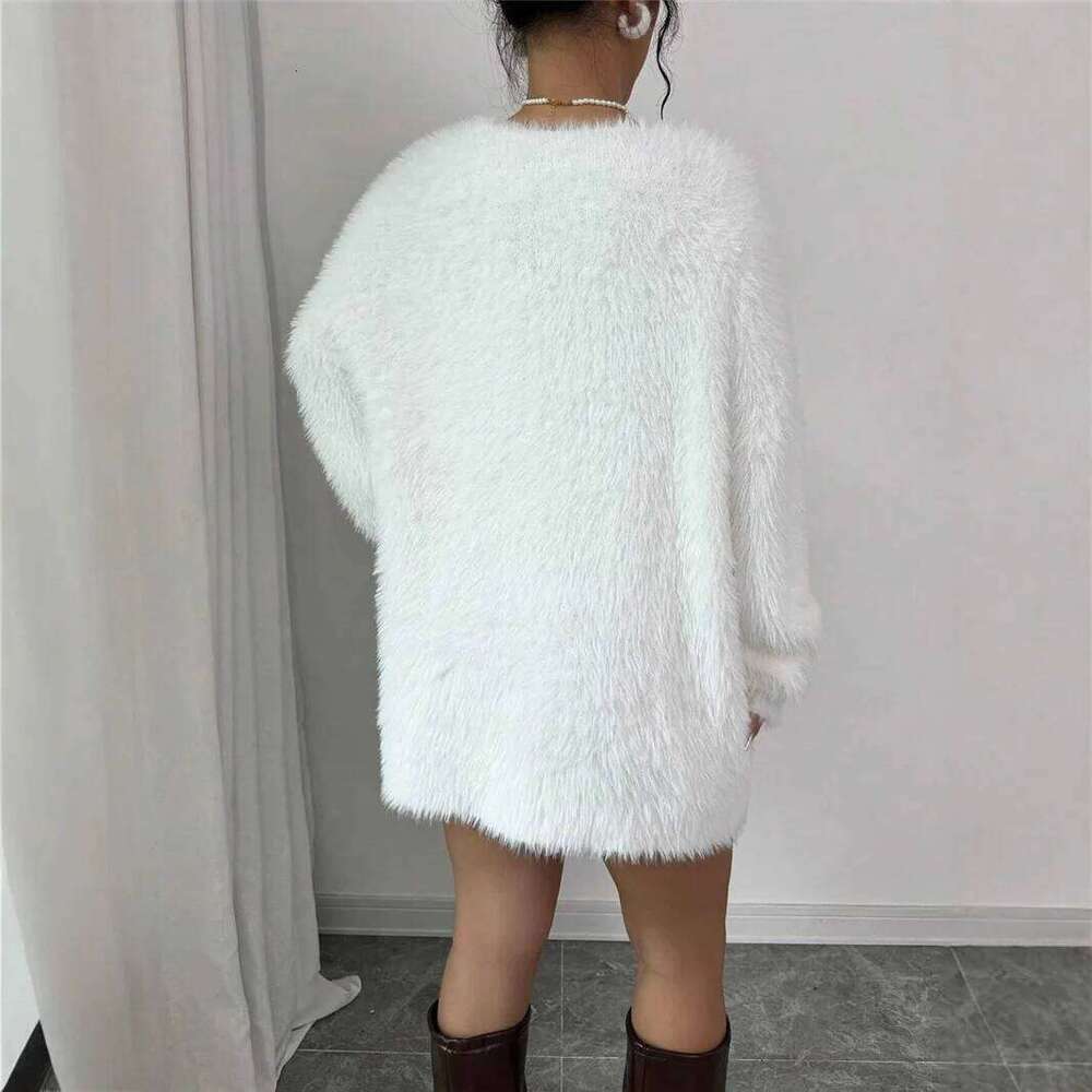O Neck Long Sleeve Women's Plush Dress Sweater Autumn Winter New Style Cross-Border Fashion Elegant Vestidos Female Garment XJ260131