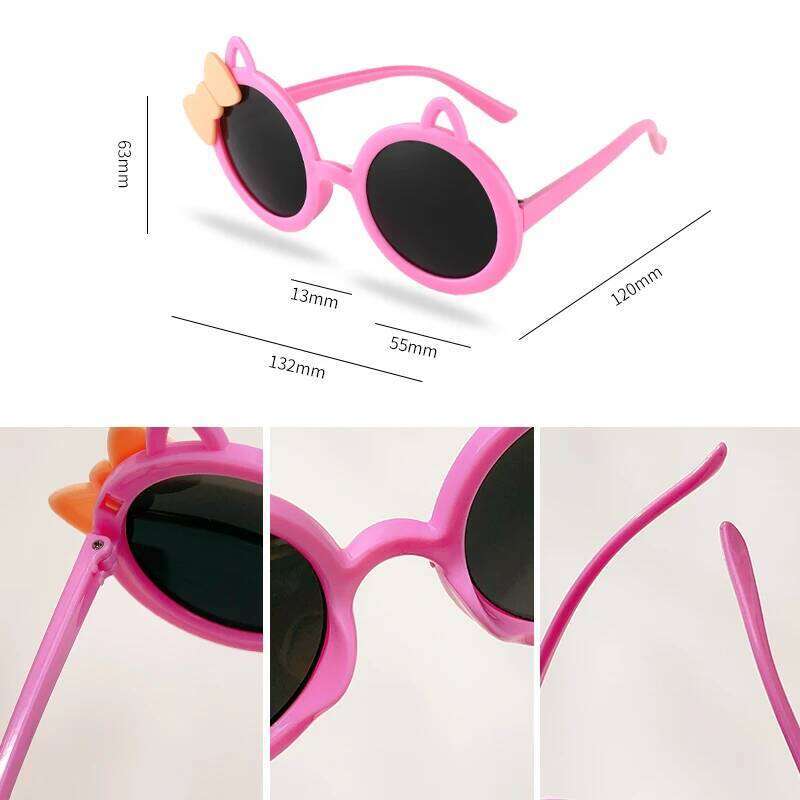 2023 New Children Cute Cartoon Bow Cat Ears Kids Outdoor Sun Protection Lovely UV400 Polarized Girls Boys Sunglasses H260130