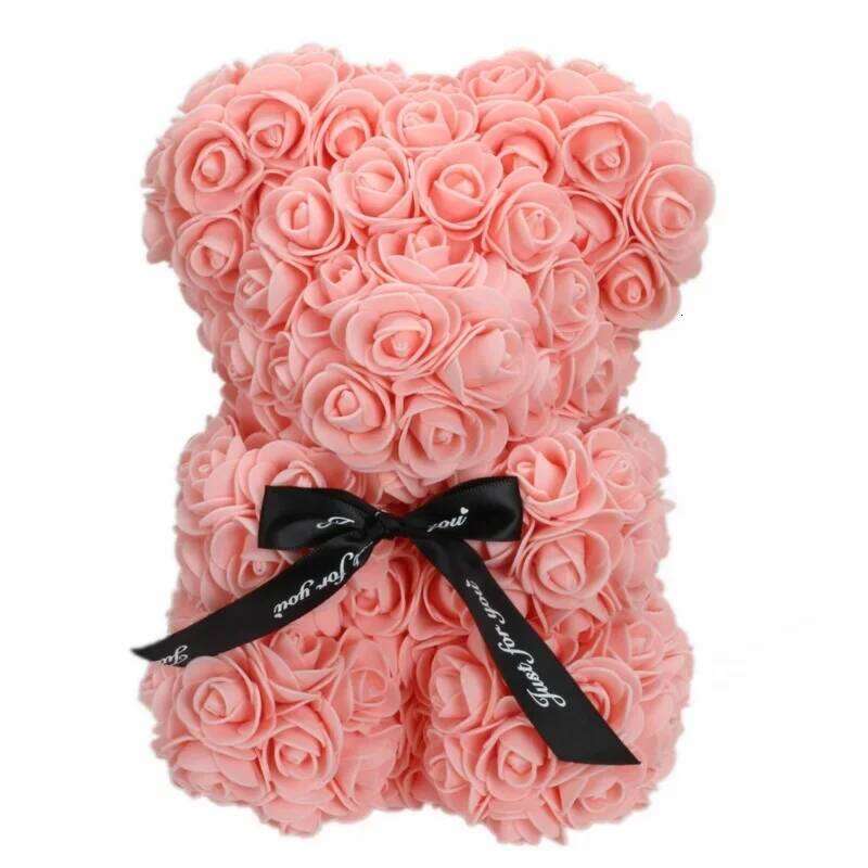 Romantic Valentine's Day Creative Eternal Christmas Rose Hug Bear Wedding Flower Decoration Gift Y260131