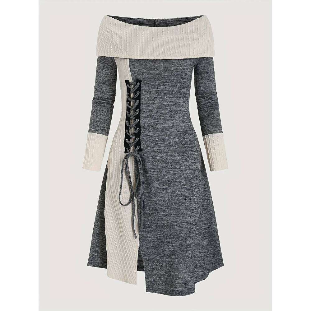 Europe, America, autumn winter, the new fashion women's dress with long sleeves and a shoulder. XJ260131