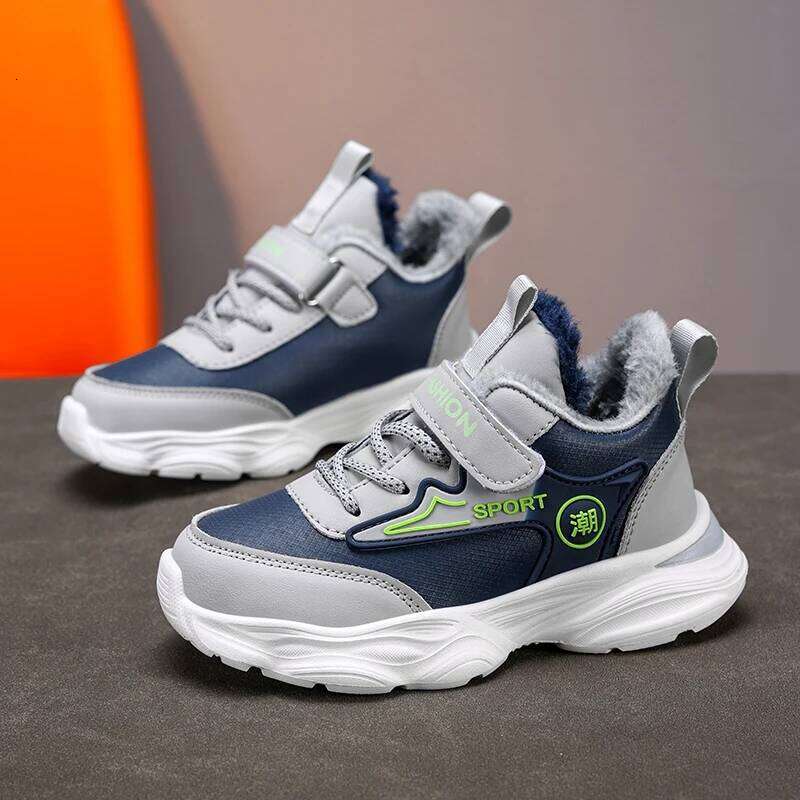 Childrens Sports Fashion Pu Leather Plush Warm Comfortable Walking Casual Winter Outdoor Boys Non Slip Running Shoes Y260128