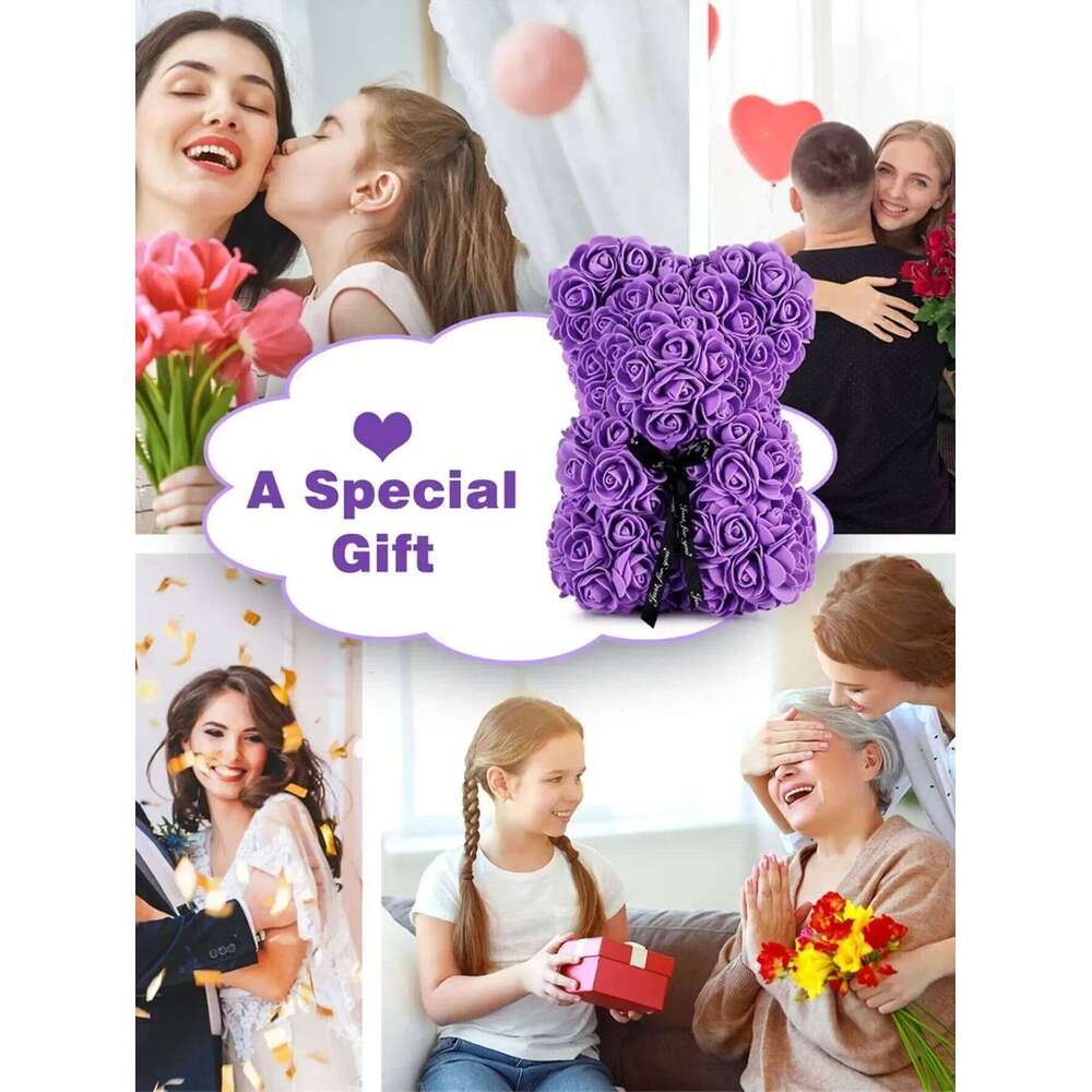 Girlfriend Women Rose Teddy Bear Artificial Flower Anniversary Valentines Birthday Gift Mothers Day Mom Gifts Y260131