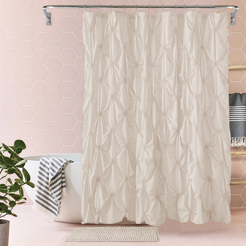 YL-38253 Digital Printed Double-Layer Large Ring Polyester Shower Curtain - Waterproof and Mildew-Proof, Floral Pattern Bathroom Curtain