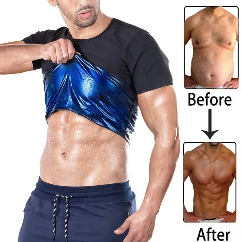 Men Sweat Sauna Tshirt Waist TrainerSuit Body Shapers Shapewear Corset Underwear Belly Control Fitness Fat Burn Tops 260108
