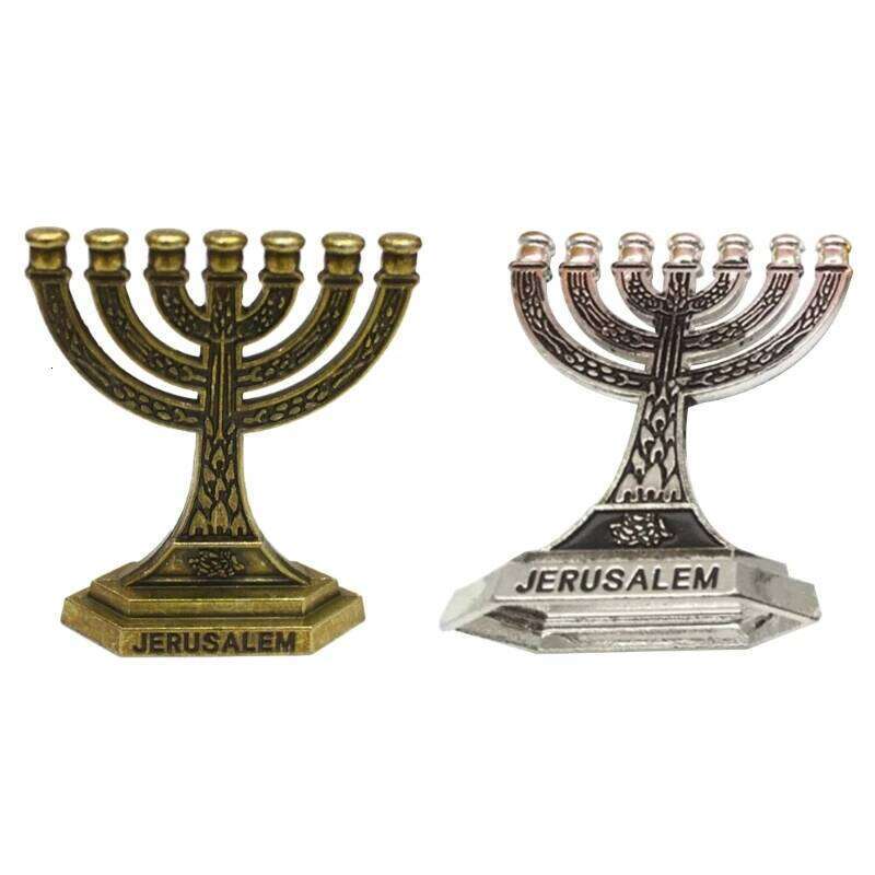 12 Tribes of Israel Menorah Jewish 7 Branch Holder Jerusalem Temple Candlestick Religious Candelabra for Church 87HA Y260131