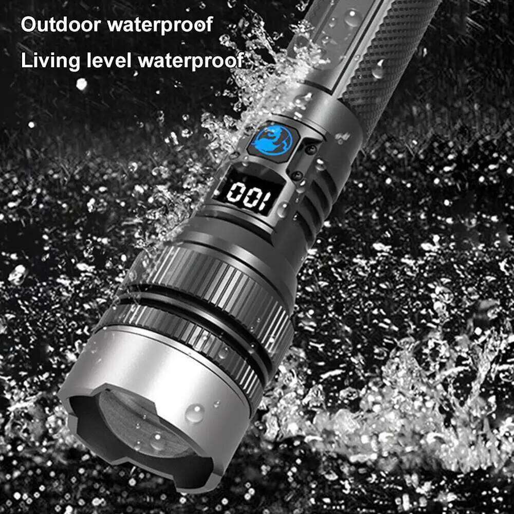 High Strong Power Led Flashlights 2000LM Tactical Torch With Display Light USB Charging Camping Fishing Emergency Zoom Lantern H260131