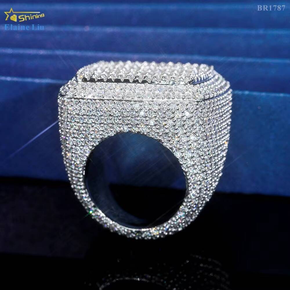 2026 Hip Hop Jewelry Fine Jewelry 925 Sterling Silver Iced Out Diamond VVS Moissanite Custom Iced Out Ring