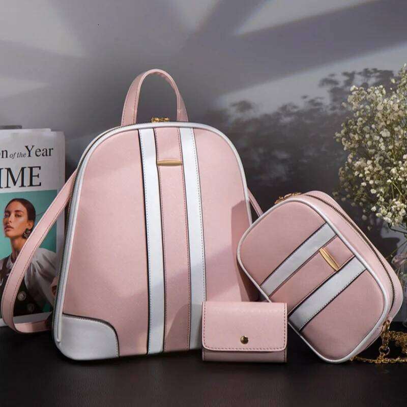 Women's mother-in-law three-piece set European and American vintage backpack travel bag coin purse