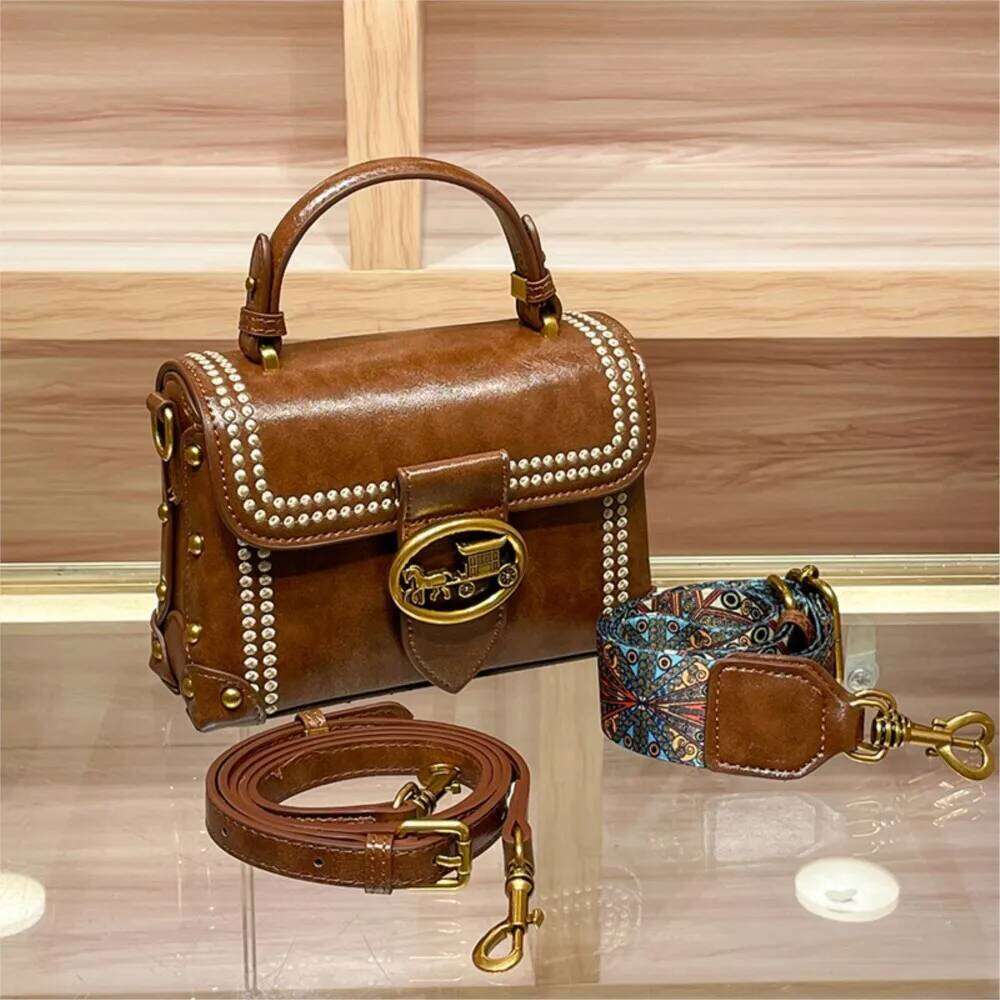 Women's handbag 2025 new autumn and winter high-end retro wide strap fashionable single shoulder crossbody bag