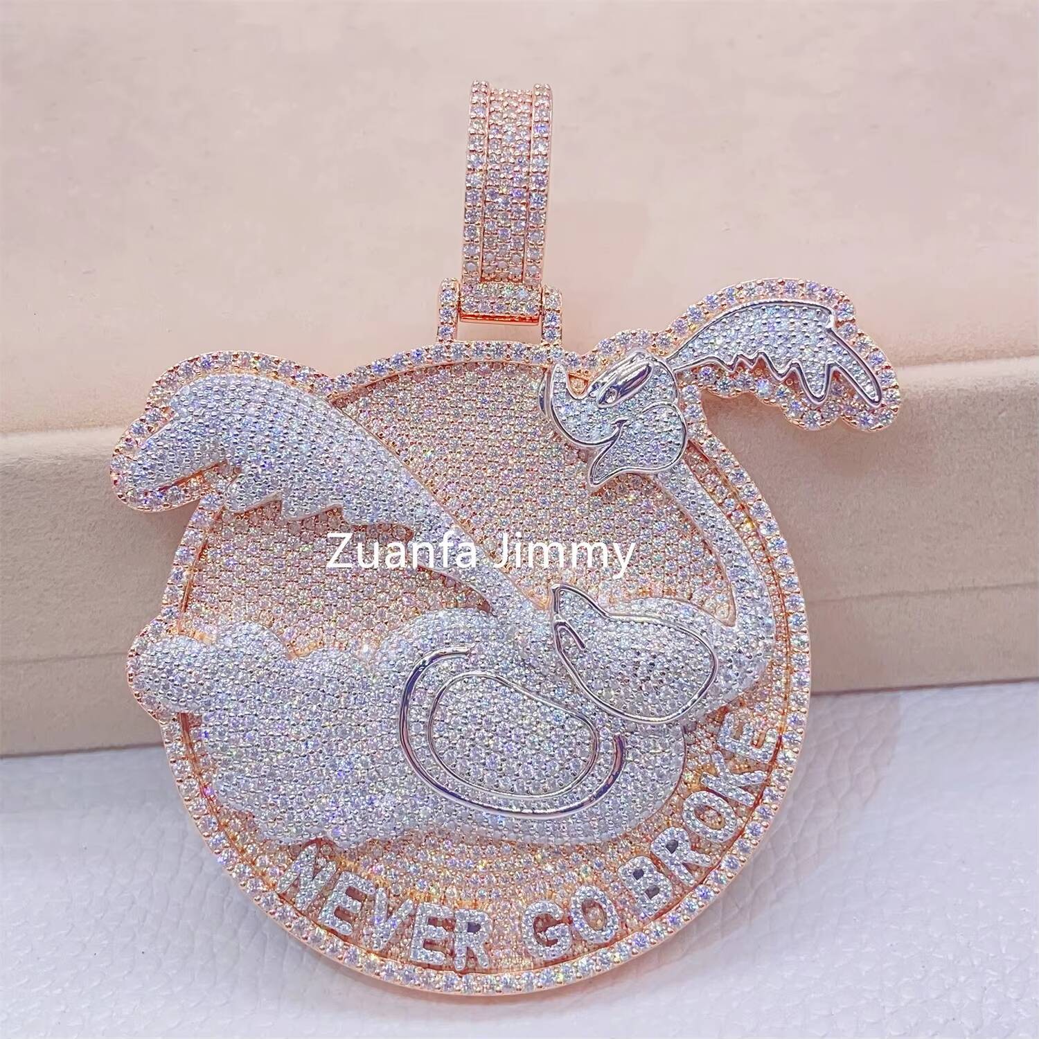 Customized Iced Out Jewelry Moissanite Diamonds Two Layered Hip Hop Jewelry 925 Silver Custom Pendant