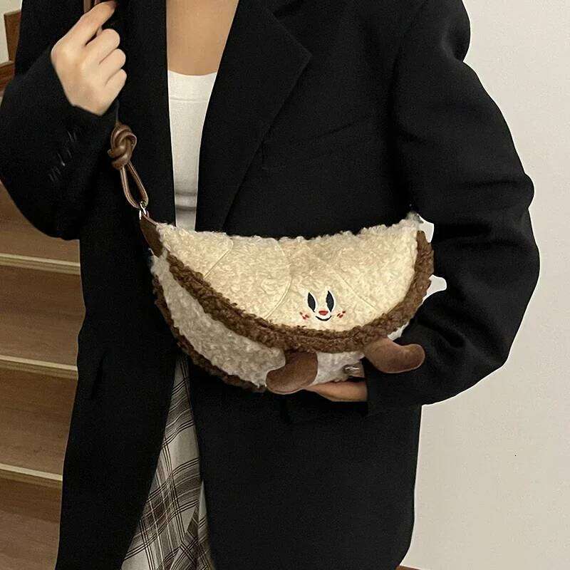 Japanese Style Kawaii Cute Cartoon Plush Shoulder for Women Small Hobo Crossbody Bag Lady Girls Winter Trendy Phone Purs XJ260131