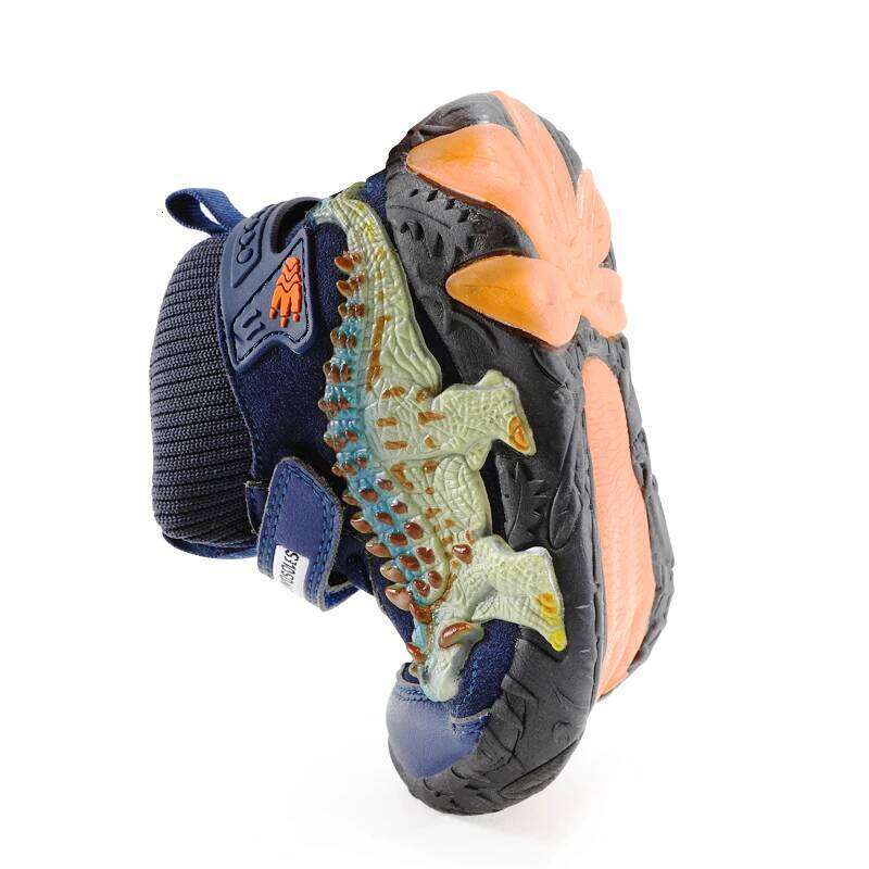 Children's Dinosaur Flash Shoes Autumn Winter for Boys New Genuine Leather Little Kids LED Light Up Casual Glowing Sneakers Y260128