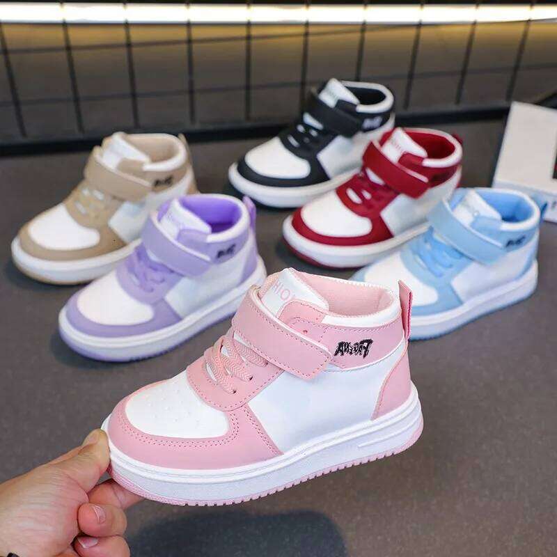 Children's Sports Spring Autumn New Boys Girls Sneakers Classics High Top Soft Breatheable Fashion Kids Basketball Shoes Y260128