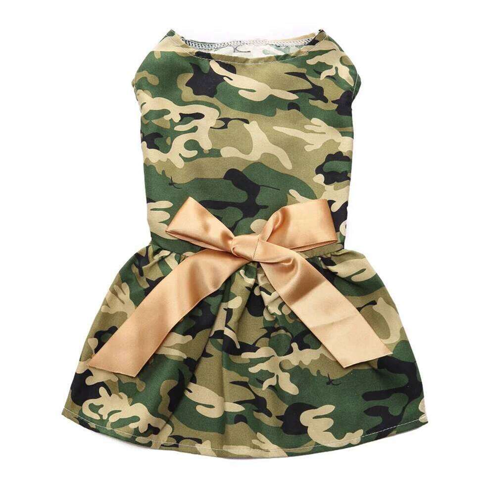 L Camouflage Summer Pet Dog Dress Elegant Sleeveless Puppy Skirt Perfect for Everyday Wear Beach Trips Photography H260130