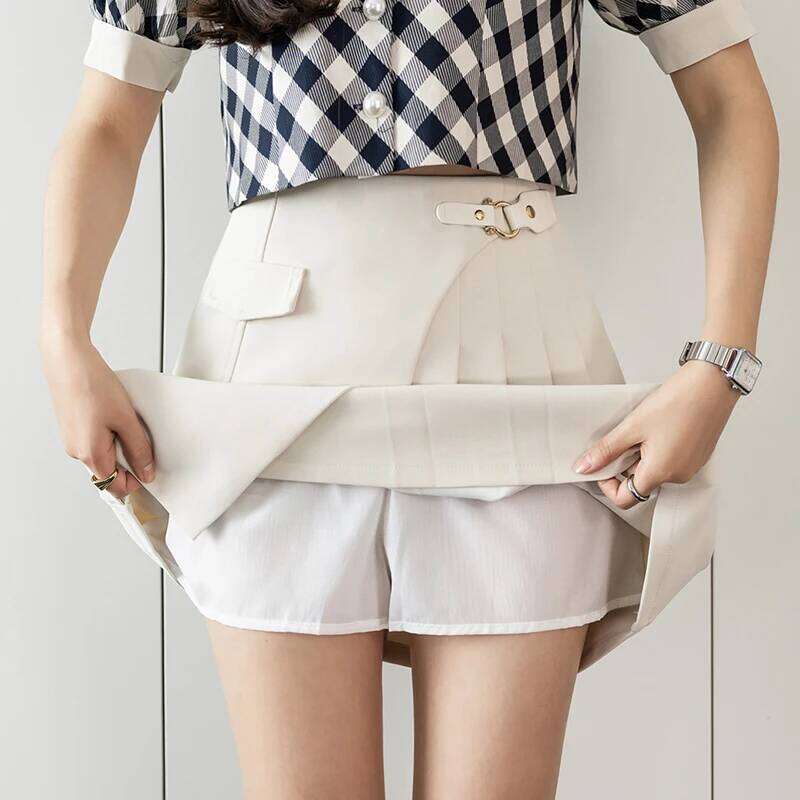 Seoulish Summer High Waist Pleated Mini Fashion Elegant Office Lady Casual Solid Color A-line Irregular Women's Skirts XJ260131