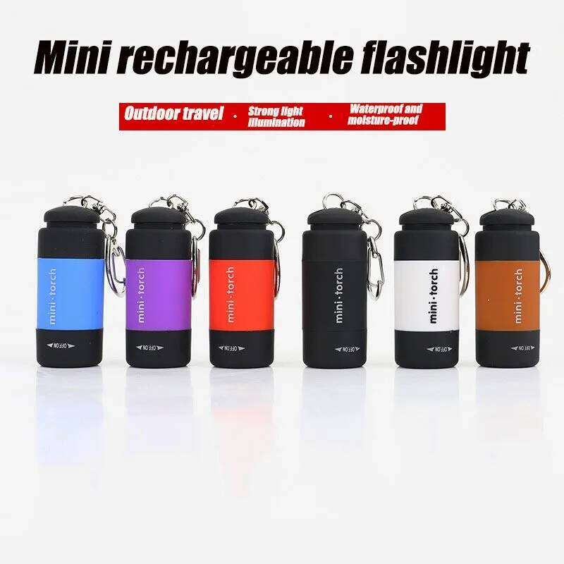 USB Rechargeable LED Pocket Keychain Flashlight Multifunctional Strong Light Waterproof for Outdoor Hiking Camping Mini H260131