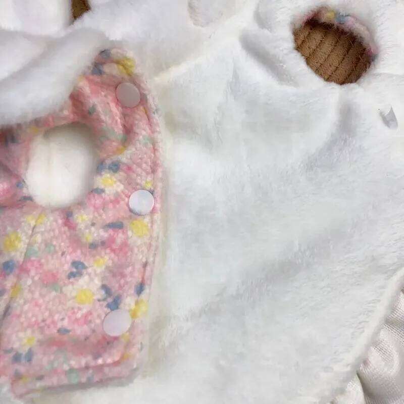 Winter Plush Clothing Rabbit Ear Dress Two Leg Cute Than Bear Teddy Warm Clothes Puppy Coat Pet clothes H260130