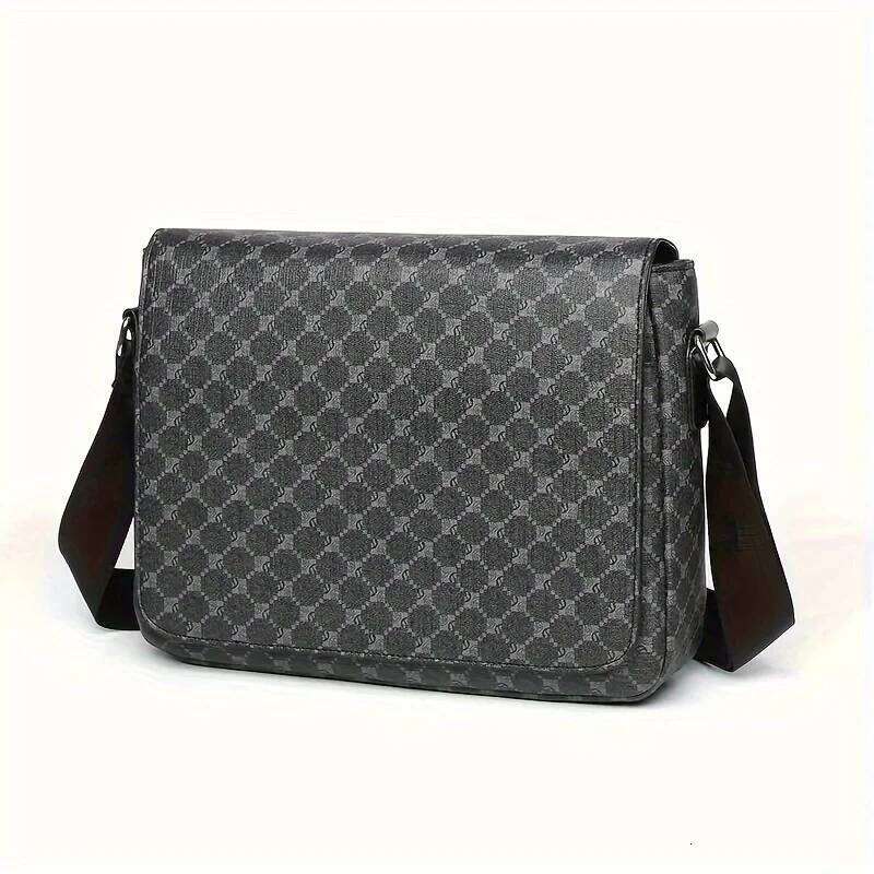 Men's casual flip-top checked shoulder bag - suitable for daily commuting