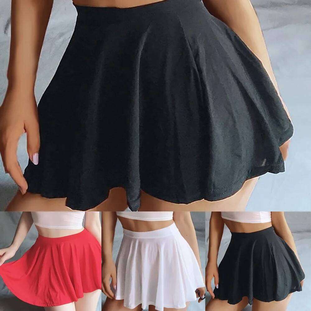 Women Sexy Pleated See Through A-Line High Waisted Costume Lingerie Sheer Skirts Casual Thin Simple Women's Mini Skirt XJ260131