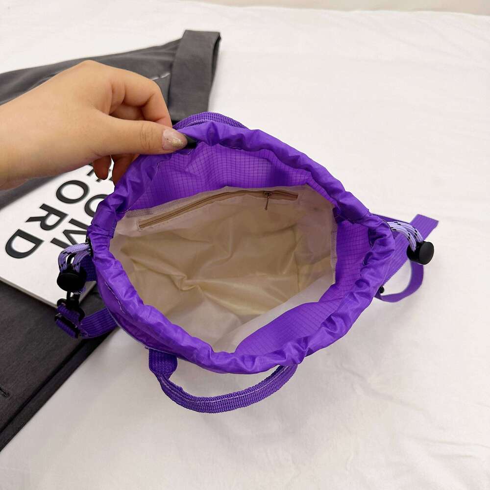 ummer Drawstring Colorblock Fashionable Lightweight Nylon Shoulder Bag Casual Outdoor Phone Pouch