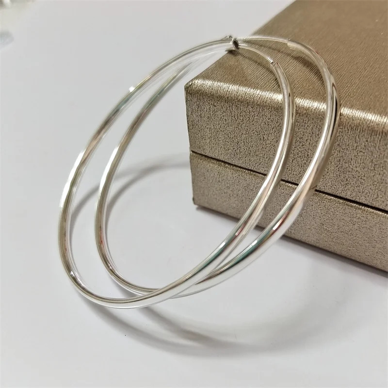 Senlissi - 18K Gold Plated Hoop Earrings For Women 925 Sterling Silver 30mm Fashion Earring C K 3/4/5/6/7CM 260126
