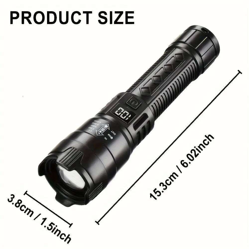 High Power 1000LM LED Flashlight Built-in Battery USB Rechargeable Strong Light Tactical Torch Outdoor Camping Hiking Lantern H260131