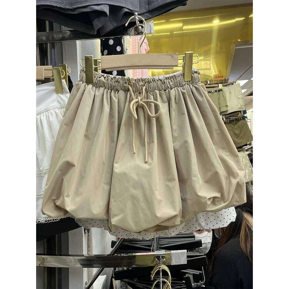 Vintage Sweet Bud Skirt Women A-line Lace-up High Waist Female Mini Faldas Ajustadas Short Skirts with Lining Dropship XJ260131