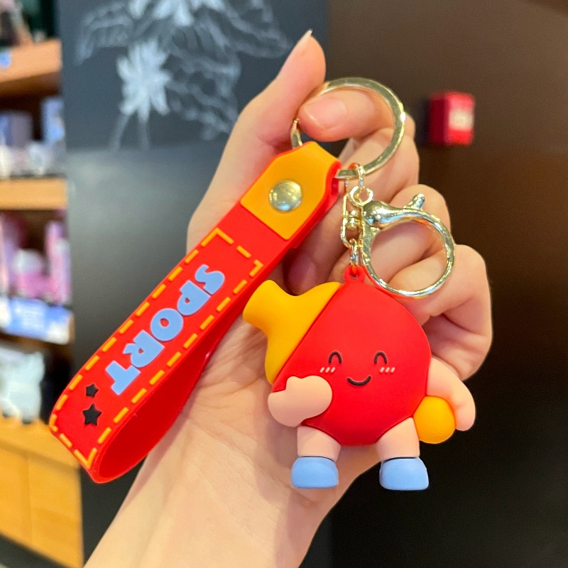 Bag Cartoon Keychain Charm Cute Sports Ball birthday gift Keychain Badminton Tennis Soccer Doll Purse Pendant Creative Game Souvenir Gift for Sports L