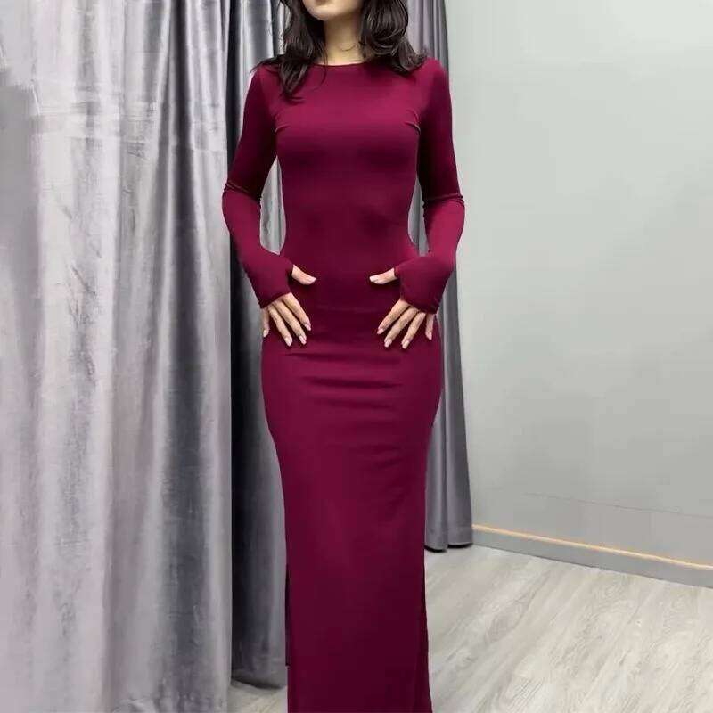Women's Dress, Fashionable, Sexy, Tight Fitting, Hip Hugging, Comfortable, Solid Color, Long Style, Spring New Item XJ260131