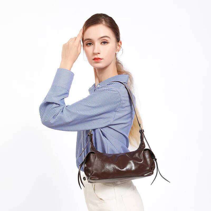 Temperament Casual Punk Underarm Retro Double Pocket Y2K Armpit Bag Minimalist Solid Color Pillow Handbag Travel