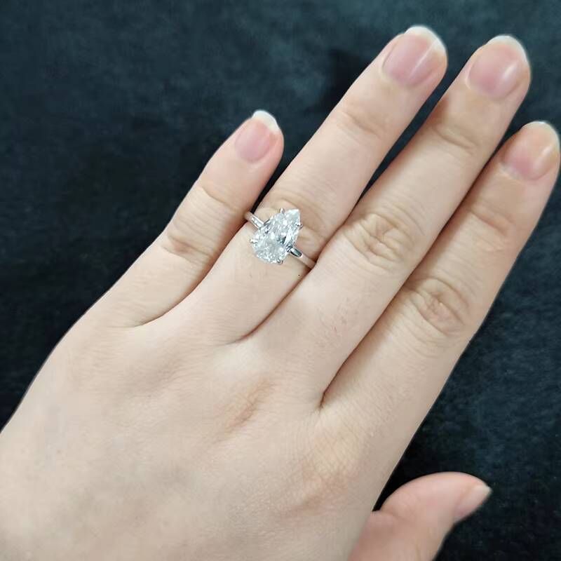 Starsgem 14K 18K Gold Ring IGI Certificate Diamond Ring 2-21ct Pear Cut HPHT CVD Pear Cut White Yellow Rose Gold Diamond Ring