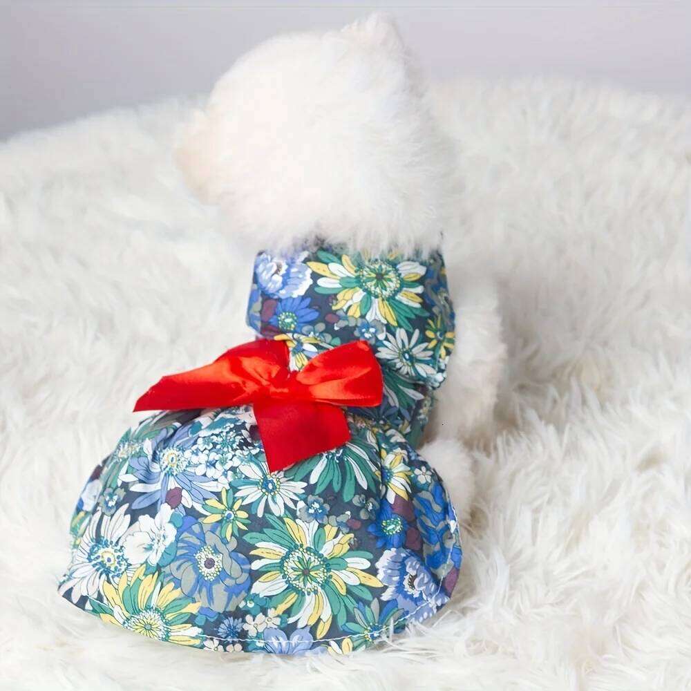 Summer Thin Clothes Flower Print Princess Dress Fashion Pet Dresses For Small Medium Large Dog H260130