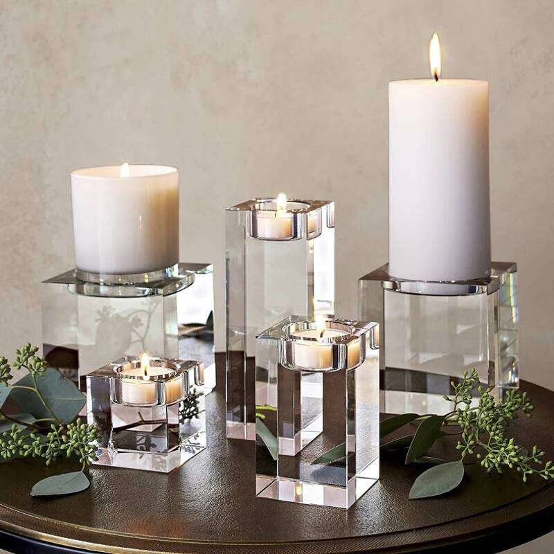 Crystal Glass Creative Romantic Candle Holders Tealight Wedding Decorations Home Party Ornaments Desktop Candlestick Y260131